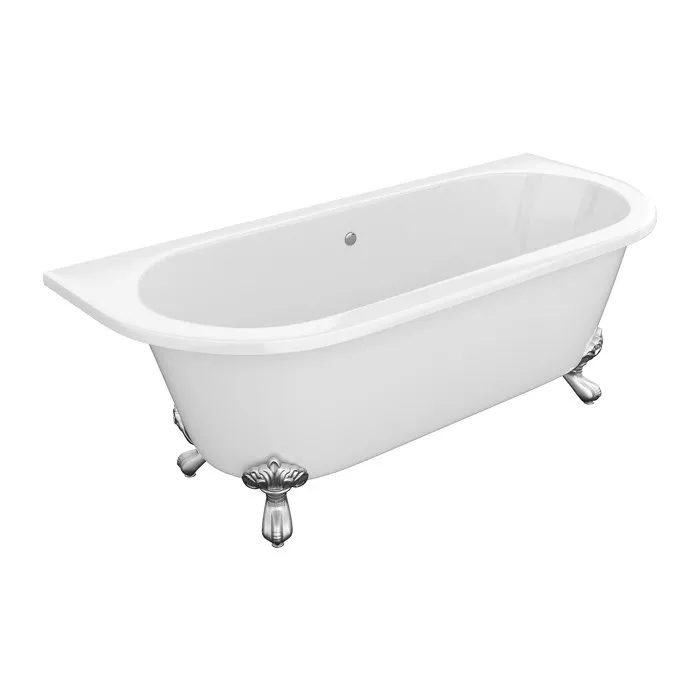 Baignoire semi îlot retro avec pieds d'aigle - 170 x 74 x 62 cm - Acrylique - Blanche - 190 L - SPARUS