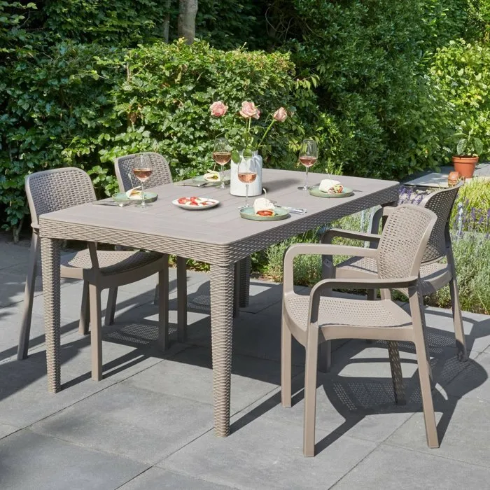 Table d'extérieur Salmon, 6 places 160x90x74h cm Gris Taupe