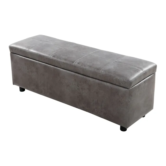 Banc de rangement Bukit 118 x 37 x 43 cm gris en.casa