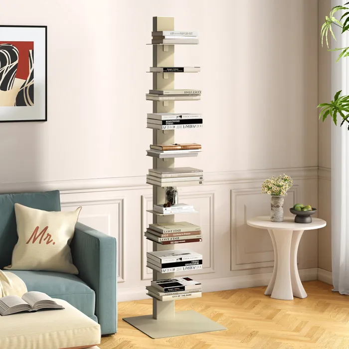 Bibliothèque Eksjö acier 150 x 39 x 39 cm camel en.casa