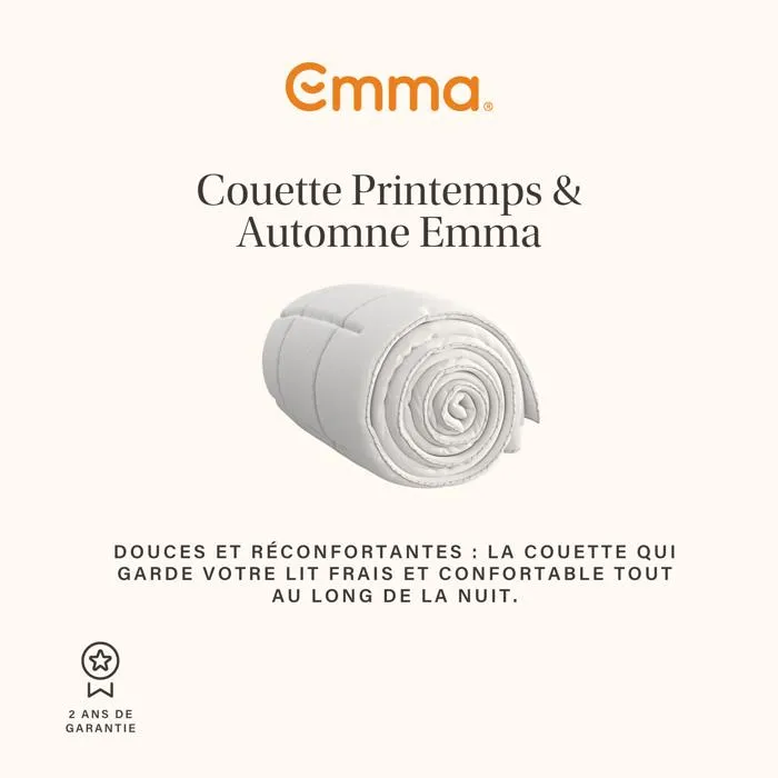 Emma Couette Printemps & Automne Emma 200x200 Cm Douce Réconfortante Légère Enveloppante Respirante Aérée
