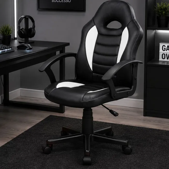 Chaise De Jeu,noir Blanc,56x55h99.5 Cm