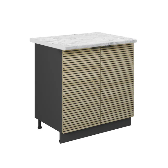 Vicco Meuble bas de cuisine Panneau en chêne/Anthracite 80cm plan de travail Marbre
