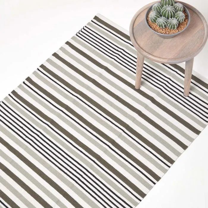 Tapis Scandinave Rayé Gris & Noir 150x240cm - Homescapes