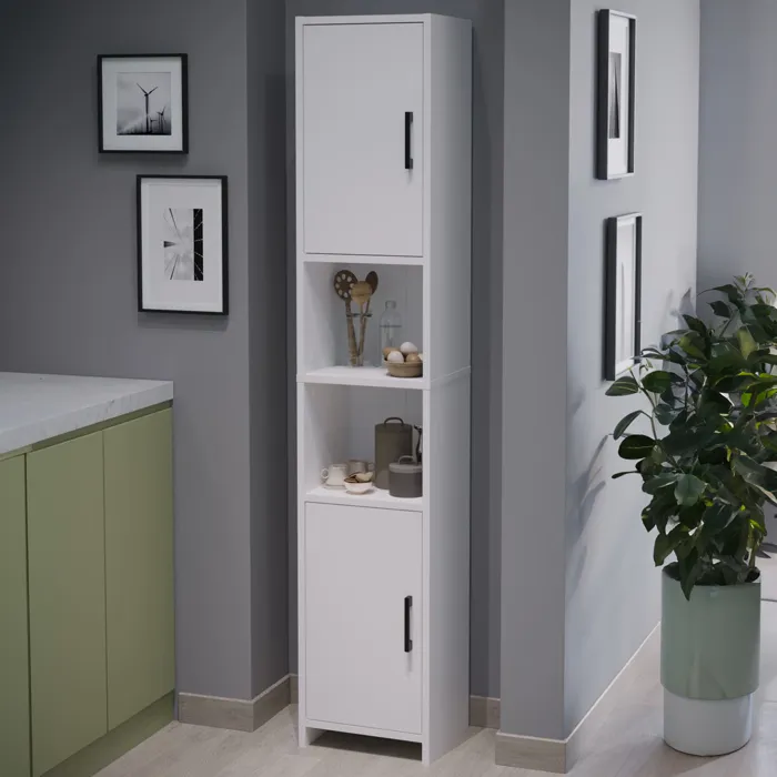 Meuble colonne de cuisine Rautrina 180 x 35 x 30 cm blanc en.casa