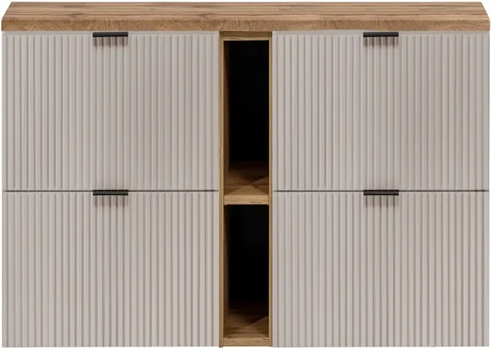 Meuble sous vasque FLOW CACHEMIRE 180 cm avec l'étagère - extension et plan chêne
