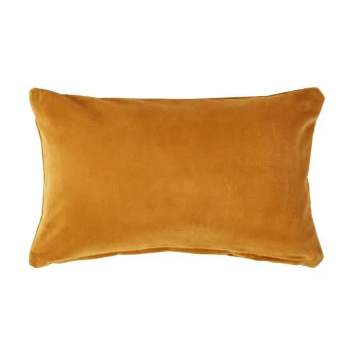 Housse De Coussin En Velours Jaune Moutarde, 30x50cm - Homescapes