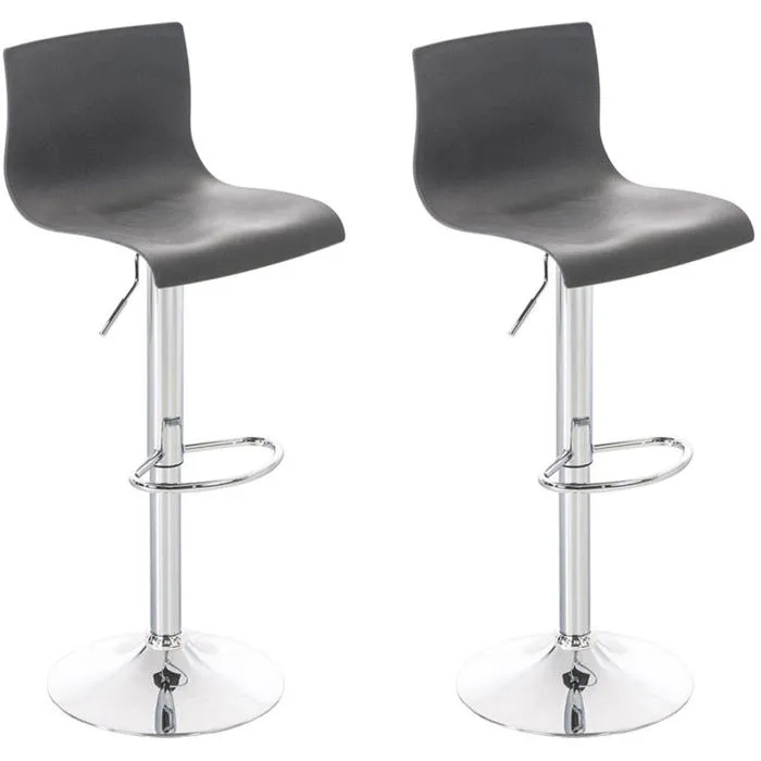 Set De 2 Tabourets De Bar Avec Repose-pieds Eb Métal Chromé Siège En Plastique 10_0004186
