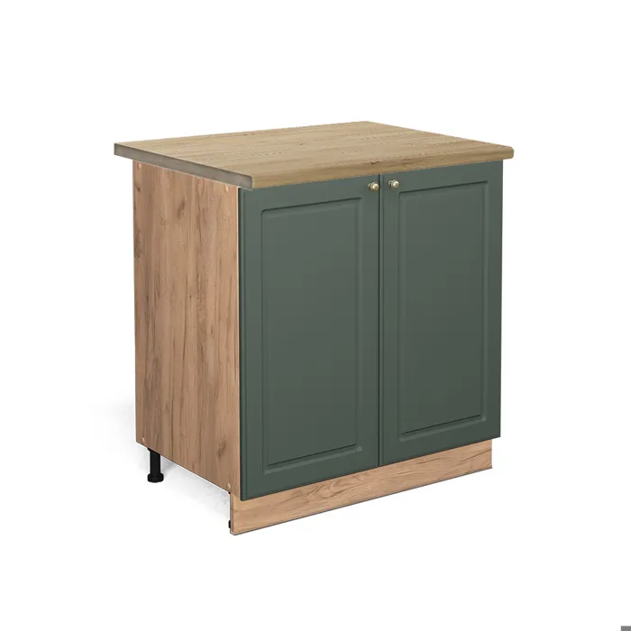 Vicco Meuble bas de cuisine Vert Or Campagne/Chêne doré 80cm plan de travail Chêne doré