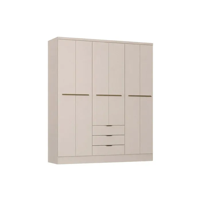 Armoire 6 portes et 3 tiroirs - L180 cm - Beige - PEROLI
