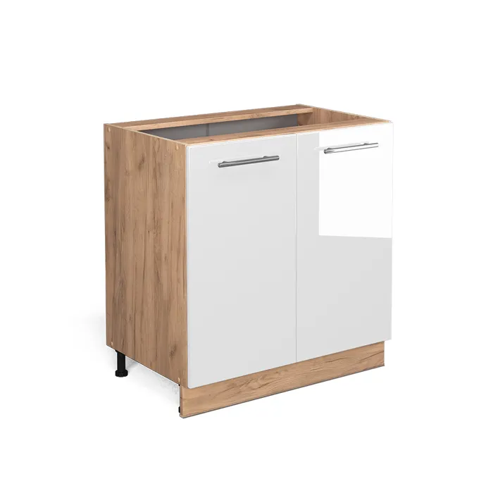 Vicco Meuble bas de cuisine Blanc Haute brillance 80cm avec étagère, sans PT