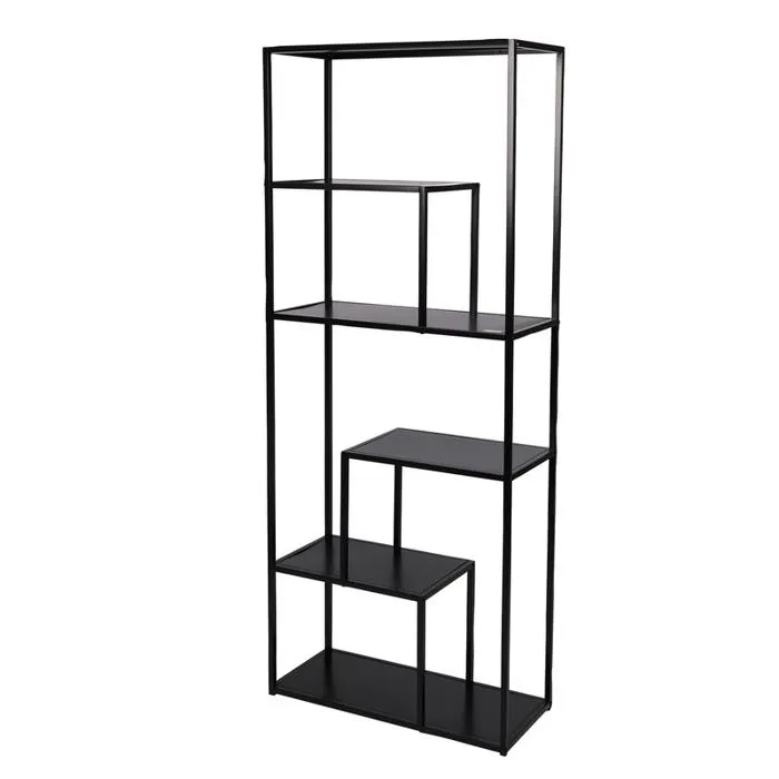 Bibliothèque À 6 Étagères"madison" - Noir- L 70 X L 30 X H 170 Cm