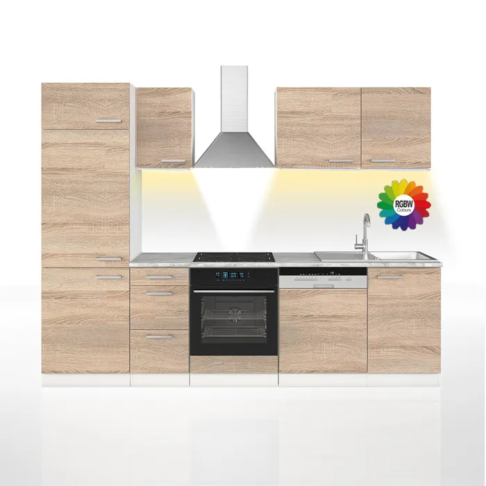 Vicco Cuisine Sonoma 270cm sans plan de travail avec bande LED