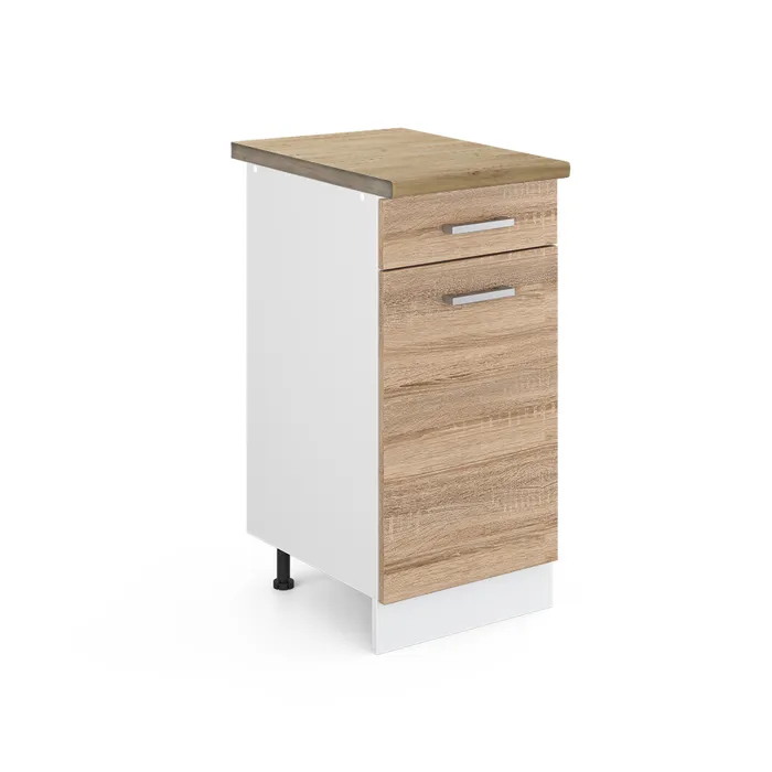 Vicco Meuble cuisine Sonoma/Blanc 40cm plan de travail Chêne doré