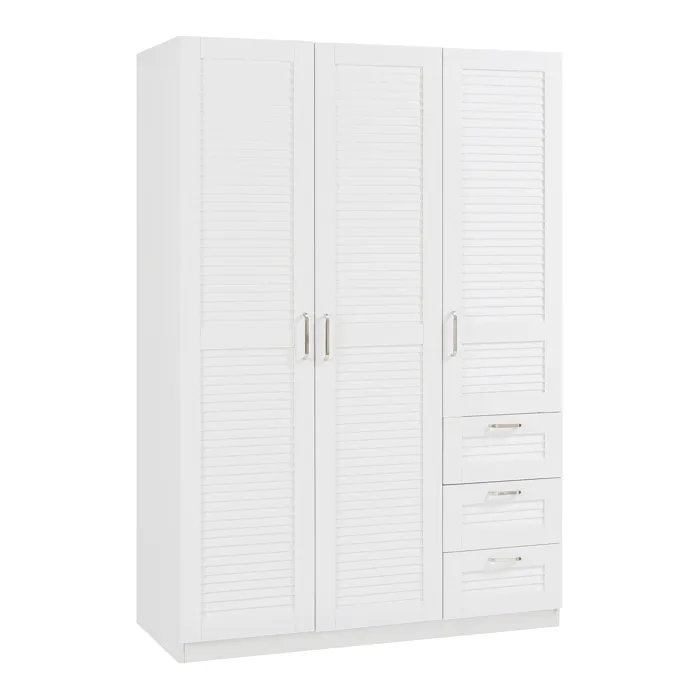 Armoire de chambre Finning 4 étagères 3 tiroirs MDF 176 x 120 x 52 cm blanc en.casa