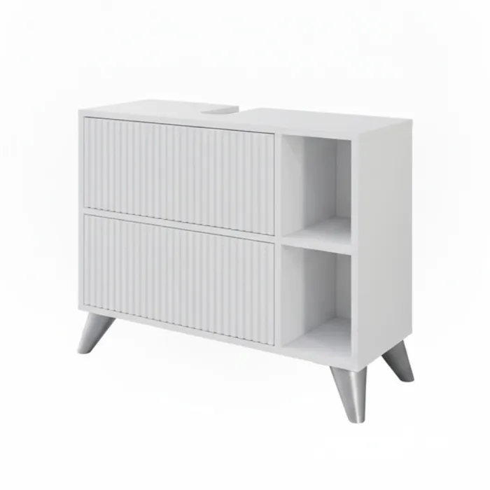 Vicco Meuble vasque simple Blanc 80x62cm avec 2 tiroirs