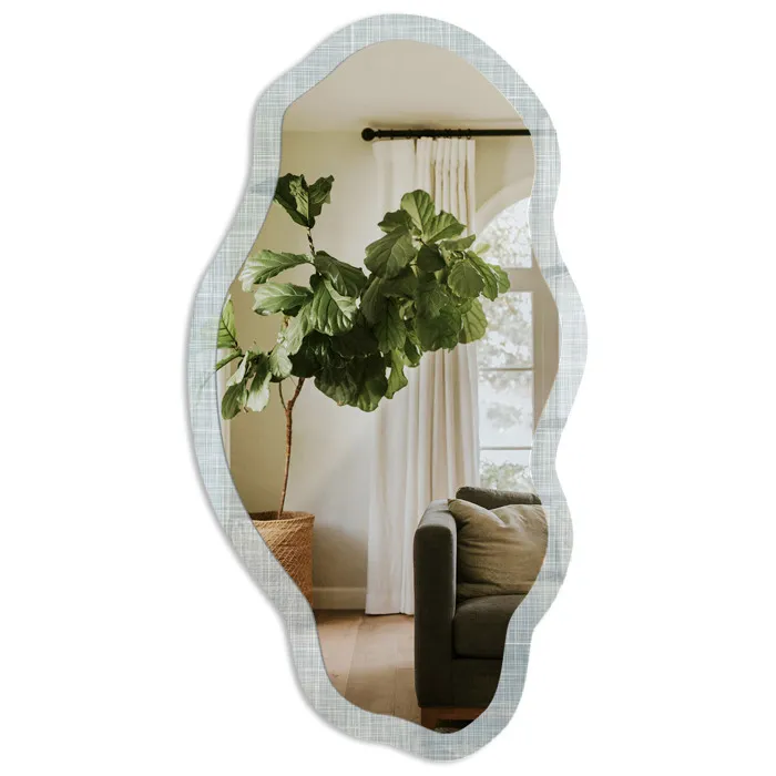 Miroir Mural Décoratif De Forme Irrégulière Gris La Chambre 52x97 Cm