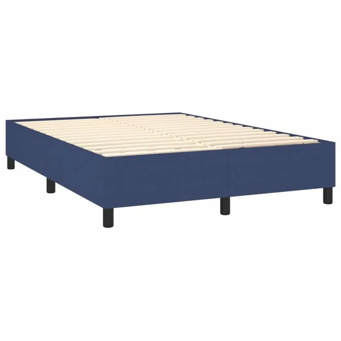 Sommier À Lattes Sur Pieds Cadre De Lit 140x200 Cm Tissu Bleu Tdl0207340