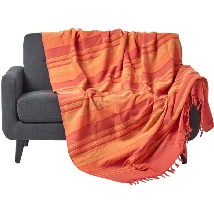 Plaid Morocco Orange 150x200cm Coton Rayé Homescapes