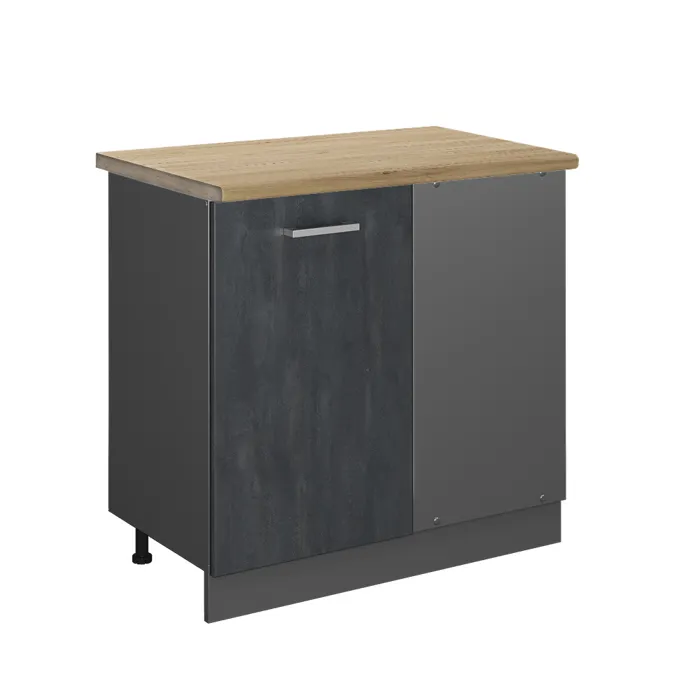 Vicco Meuble dangle Béton noir/Anthracite 86cm plan de travail Chêne doré