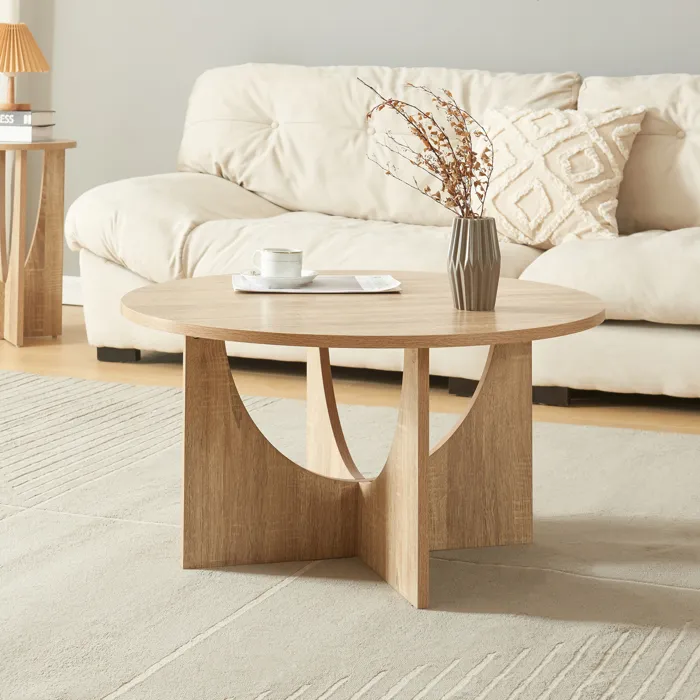 Table basse de salon Rindal 80 x 42 cm effet chêne en.casa