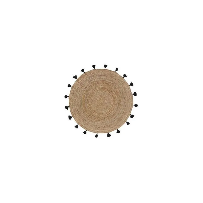 Tapis Rond Déco En Jute "shira" 120cm Noir