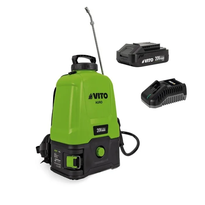 Pulvérisateur électrique à Batterie 20V Batterie Lithium 3.0Ah + Chargeur Rapide Bac 16Litres VITO
