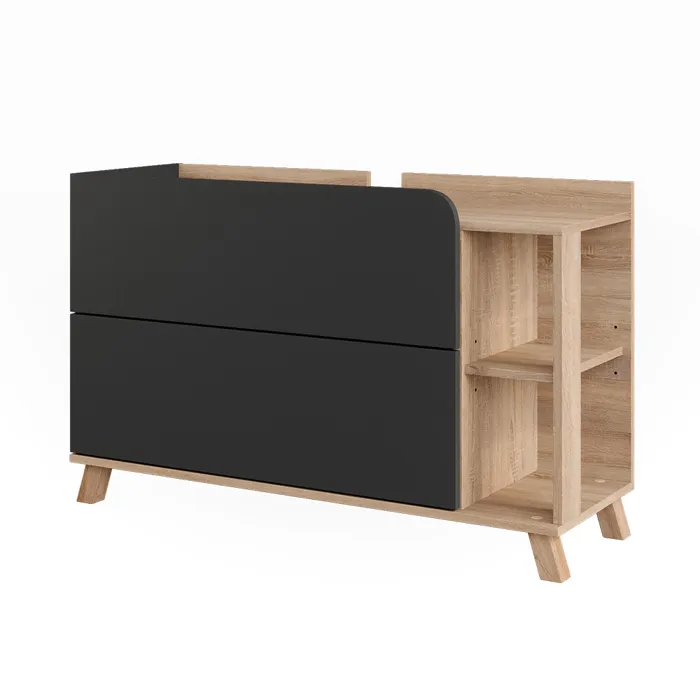 Vicco Meuble sous vasque Sonoma/Anthracite 100x65cm avec 2 tiroirs