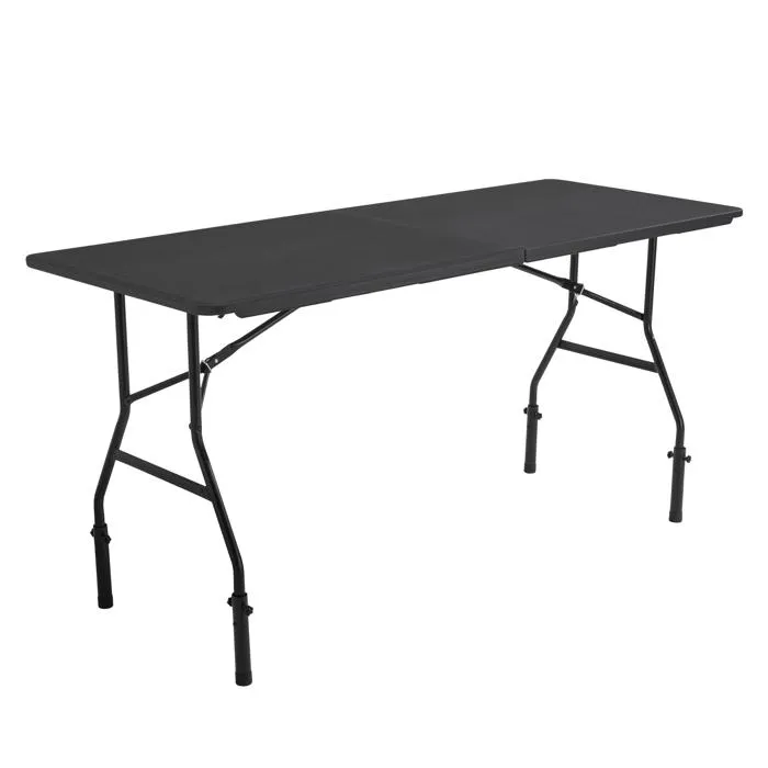 Table pliante noire avec 4 réhausses Oviala
