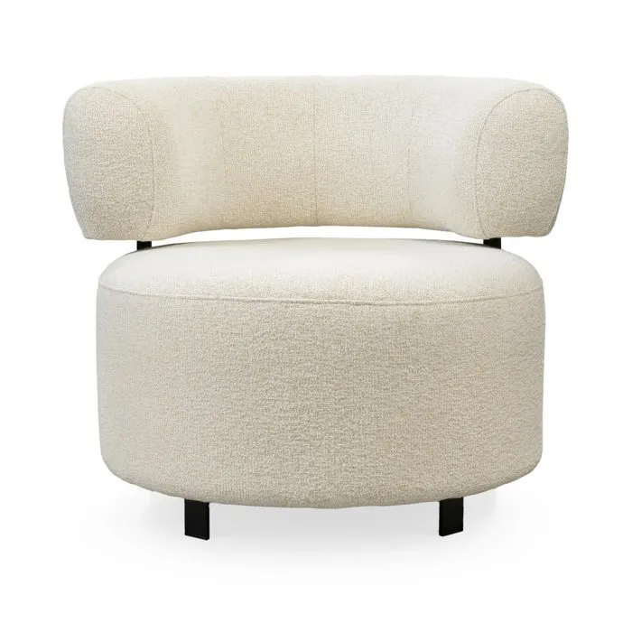 Naya - Fauteuil Design En Tissu Beige Et Métal Noir