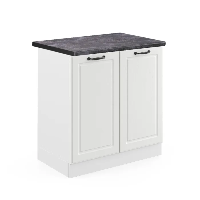 Vicco Meuble bas sous-évier Blanc campagne/Blanc 80cm plan de travail Anthracite