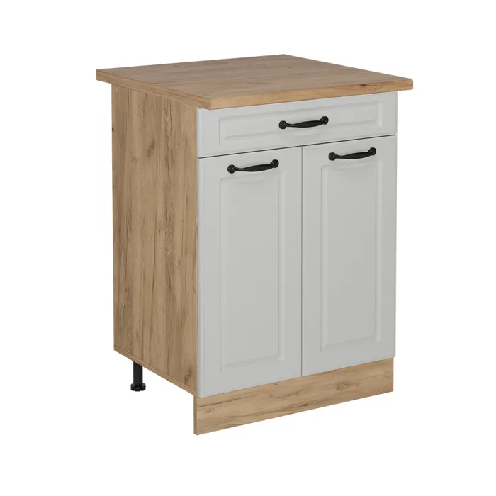 Vicco Meuble cuisine Blanc campagne 60cm avec tiroir, PT Chêne