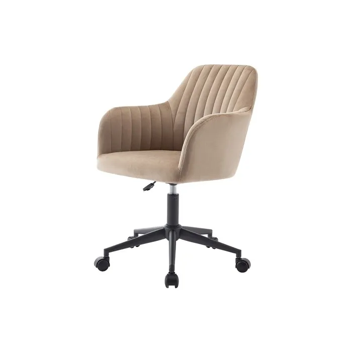 Chaise de bureau - Velours - Beige et noir - Hauteur réglable - ELEANA