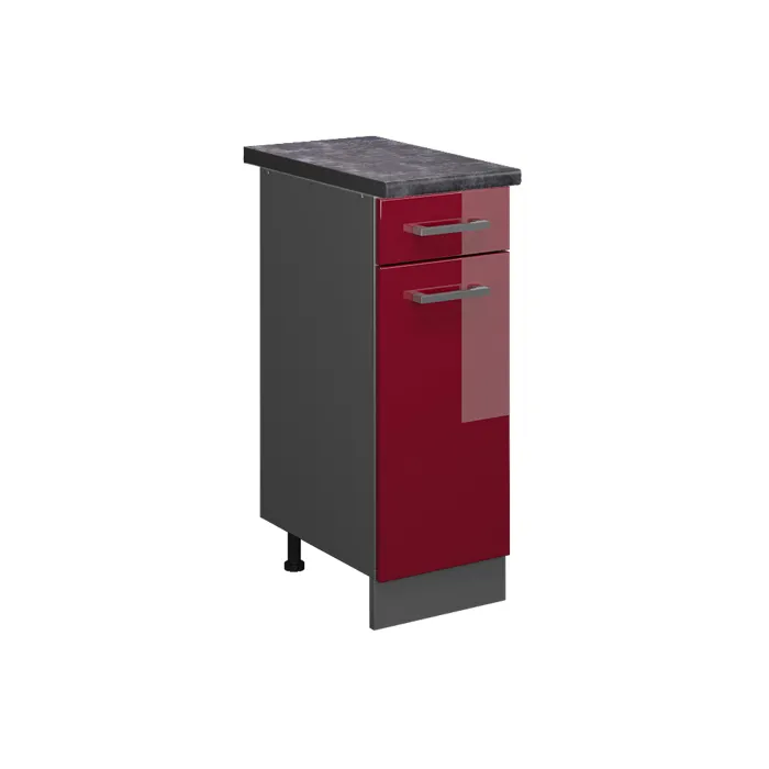 Vicco Meuble cuisine Rouge brillant/Anthracite 30cm plan de travail Anthracite