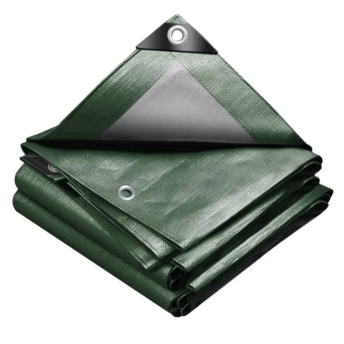 Vounot Bâche De Protection En Polyéthylène Resistant Et Impermeable 240g/m² Vert Et Argent 1.5x6m