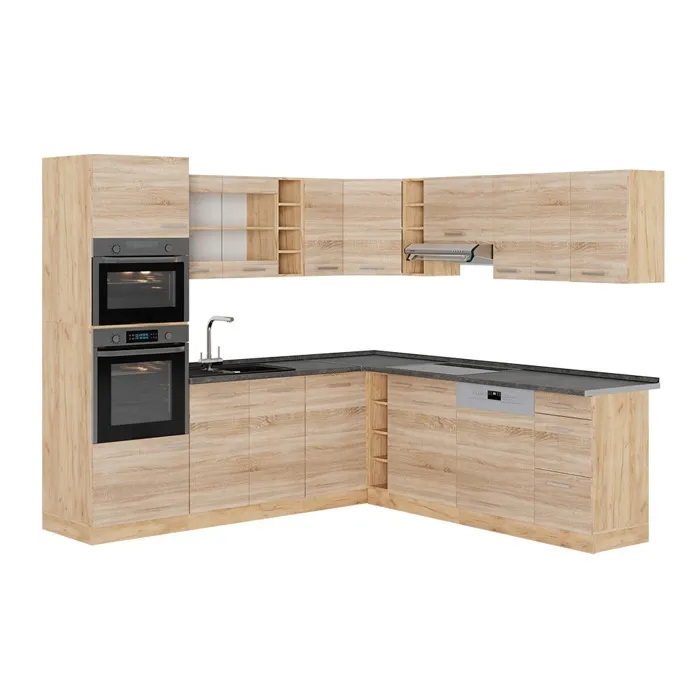 Vicco Cuisine en angle Sonoma/Chêne de force doré 247 x 237 cm, PT Anthracite