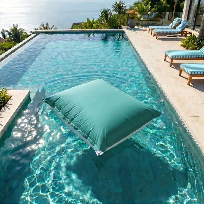 Housse De Pouf Flottant Xxl 180x140 Bleu Caraïbes - (housse Seule À Garnir - Spécial Piscine)