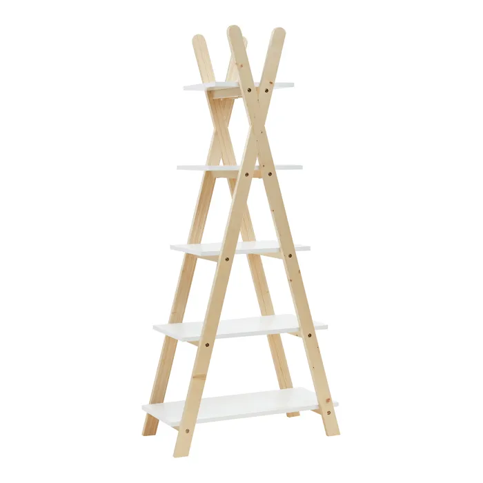 Bibliothèque pour enfants Vanlilu 145 x 65 x 32 cm naturel blanc en.casa