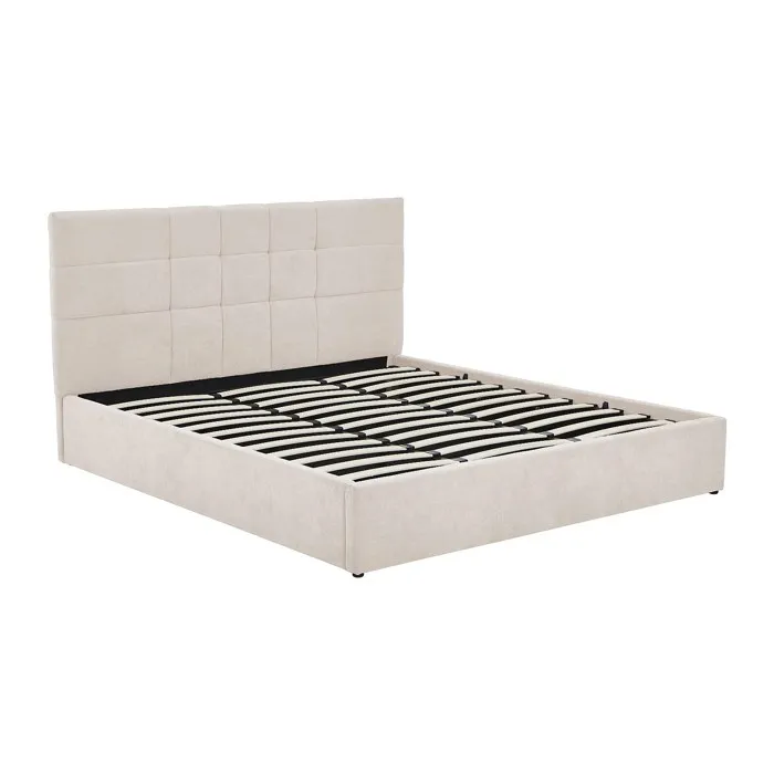 Lit coffre 180 x 200 cm - Tissu - Beige - HOPEYA