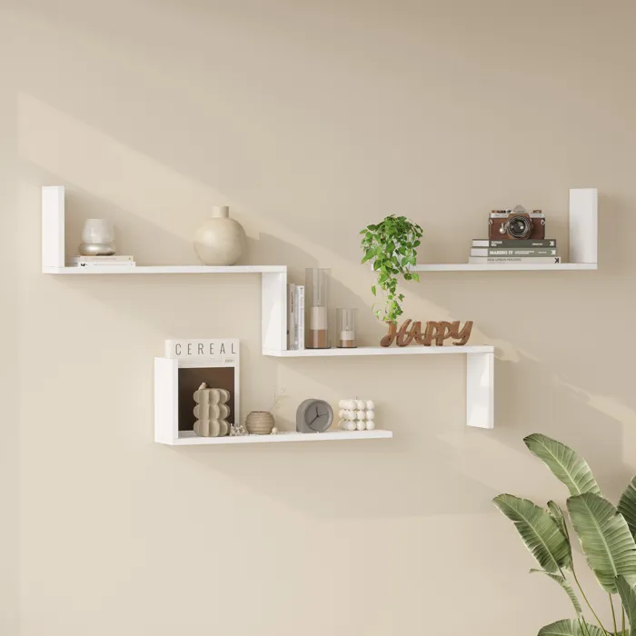 Lot de 3 étagères murales Vepinshul blanc en.casa