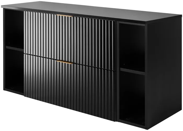 Meuble sous vasque FLOW NOIR 120 cm avec 2 x l'étagères - extensions et plan