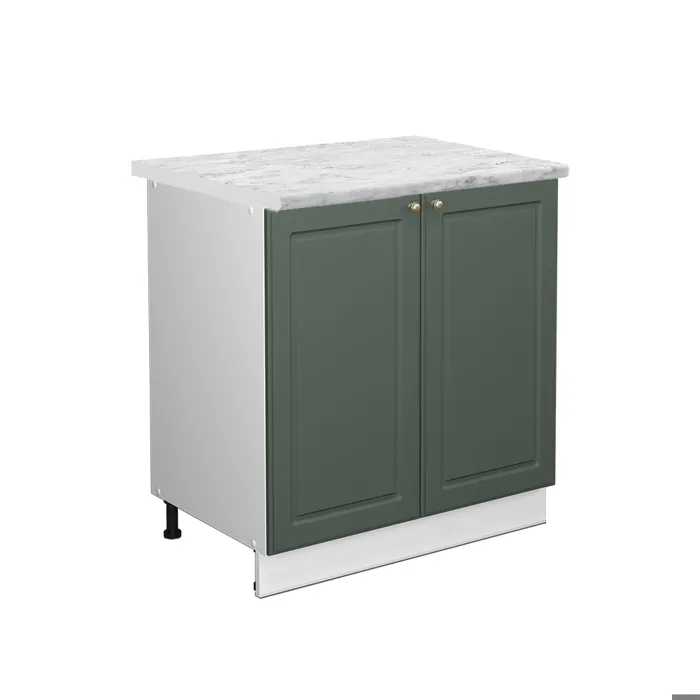 Vicco Meuble bas de cuisine Vert Or Campagne/Blanc 80cm plan de travail Marbre