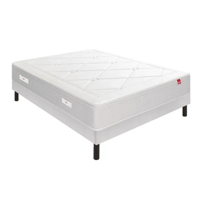 Ensemble Epeda L'ECHAPPEE + Sommier Escale confort ferme + Pieds 200x200 Ressorts