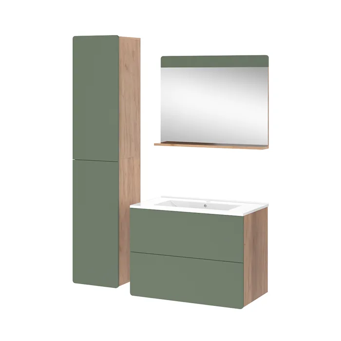 Vicco Ensemble de meubles de salle de bains Chêne doré/Vert 4 pièces
