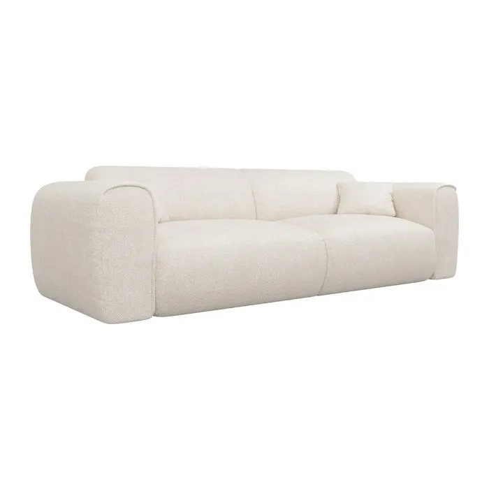 Canapé 4 places convertible express en tissu texturé beige - Couchage 160 cm - Matelas 13 cm mémoire de forme POGNIA