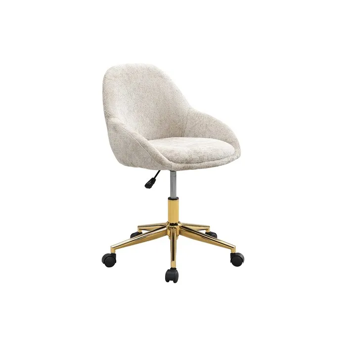 Chaise de bureau - Tissu - Beige et doré - Hauteur réglable - NAODY