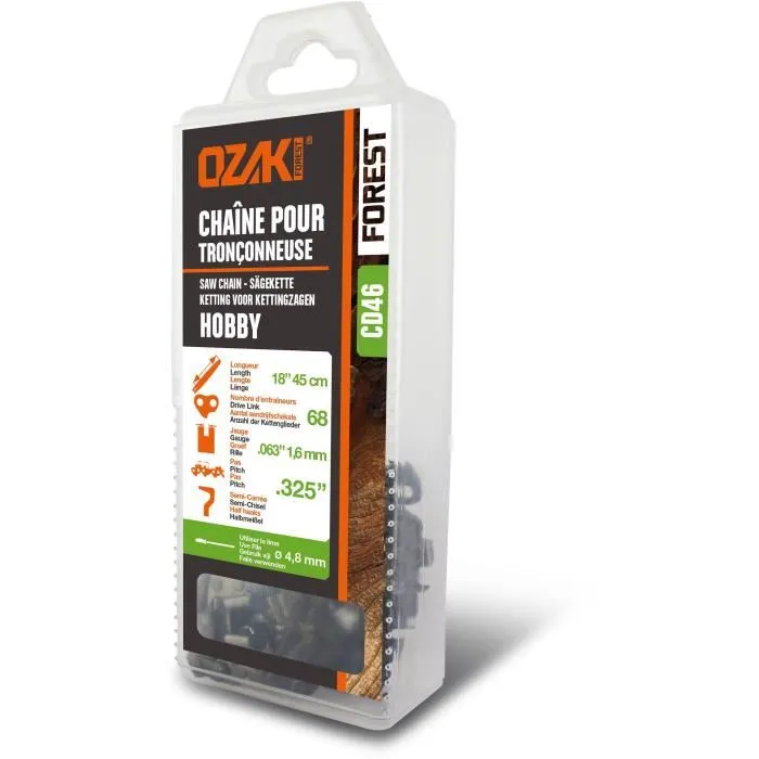 Chaîne De Tronçonneuse Ozaki Sous Coque Semi Carrée:.325''.063 (1,6mm) 68 Entraîneurs ( E68 ).
