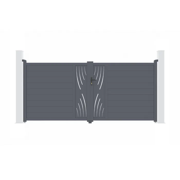 Portail battant 3,5m VELETA H.160cm aluminium gris