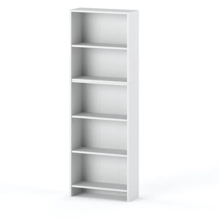 Bibliothèque - Étagère multifonction blanche 5 niveaux 60X30x189cm - Pour livres, jouets et accessoires de bureau