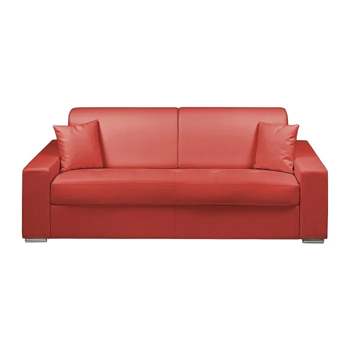 Canapé 4 places convertible express en simili - Rouge - Couchage à lattes larges 160 cm - Matelas 14 cm EMIR
